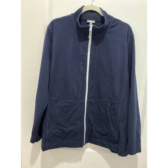 T By Talbots Jacket 3X Blue Full Zip Pockets Zip Closed - Picture 1 of 7